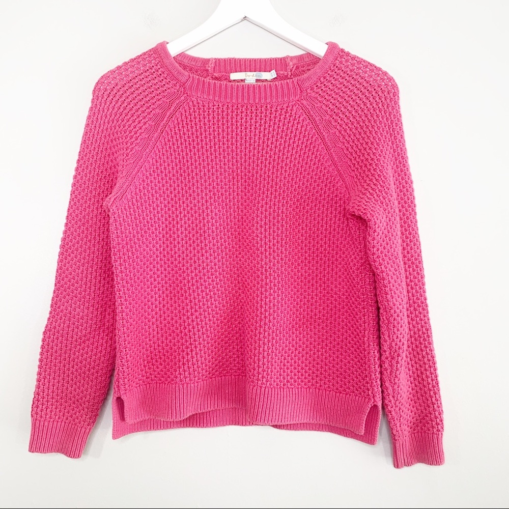 BODEN Pink Knot Long Sleeve Crew Neck Sweater